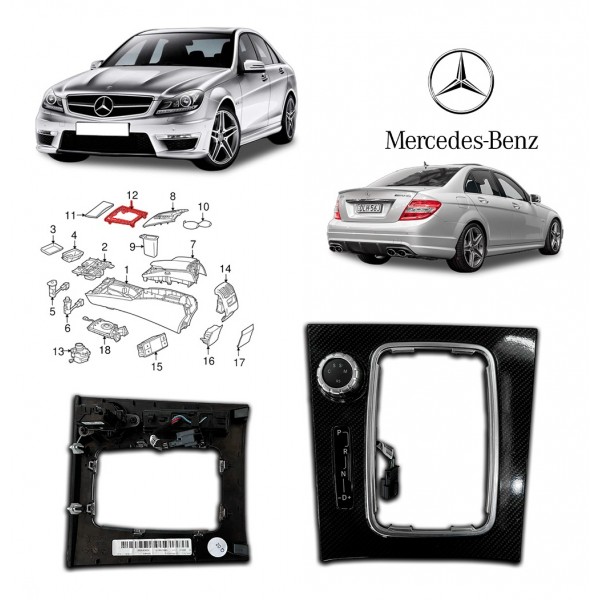 Moldura Console + Seletor Modo Cond. - Mercedes C63 Amg 2011